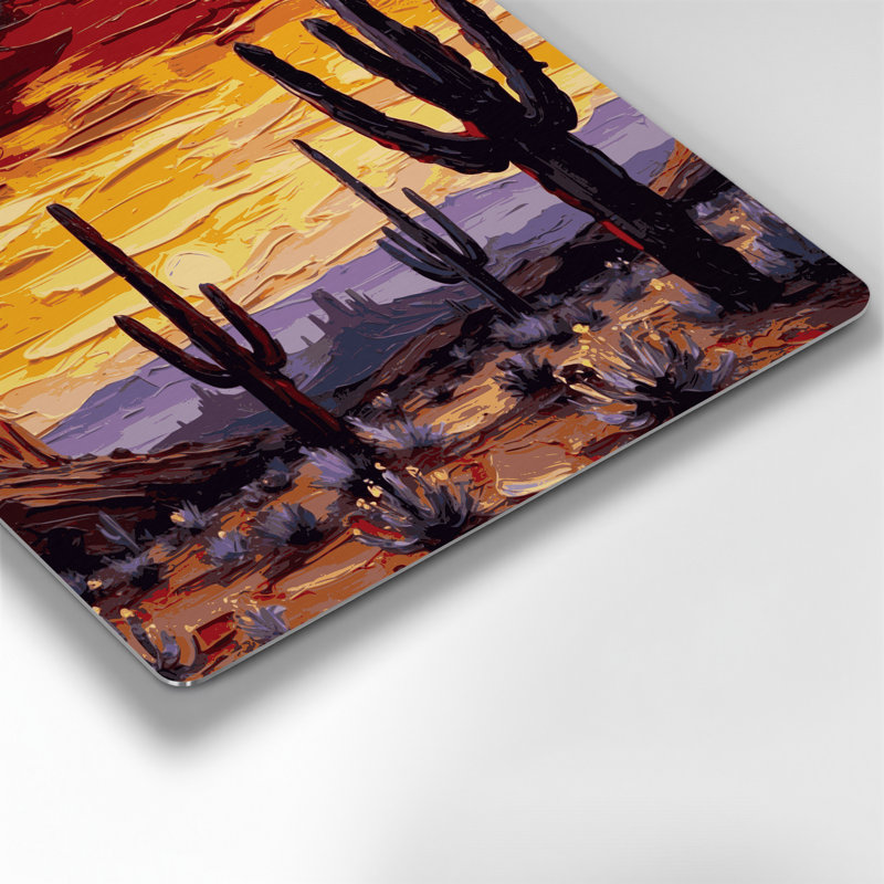 Art mural en métal brun du sud-ouest, paysages au-dessus de Saguaro 132, H 8 po x l 8 po