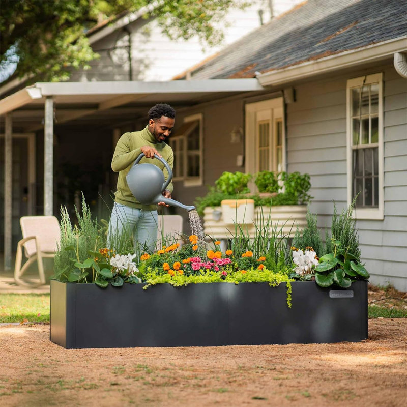 Midnight Blue 17" Tall Metal Outdoor Raised Garden Bed