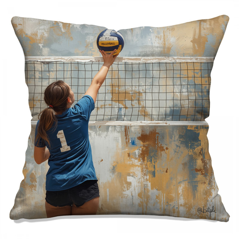 Fille jouant au volleyball Coussins décoratifs double face, 20 po x 20 po