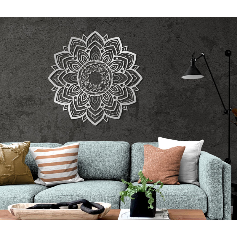 Metal Mandala Abstract Wall Hanging Décor, Creative Floral Metal Wall Art Home Decoration, 30" H x 30" W x 0.5" D