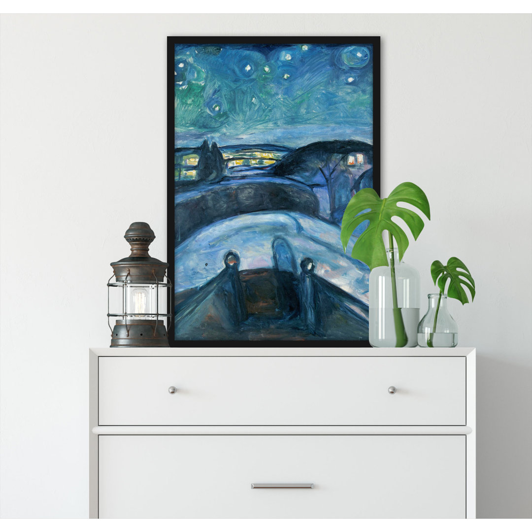 Gerahmtes Poster Starry Night von Edvard Munch