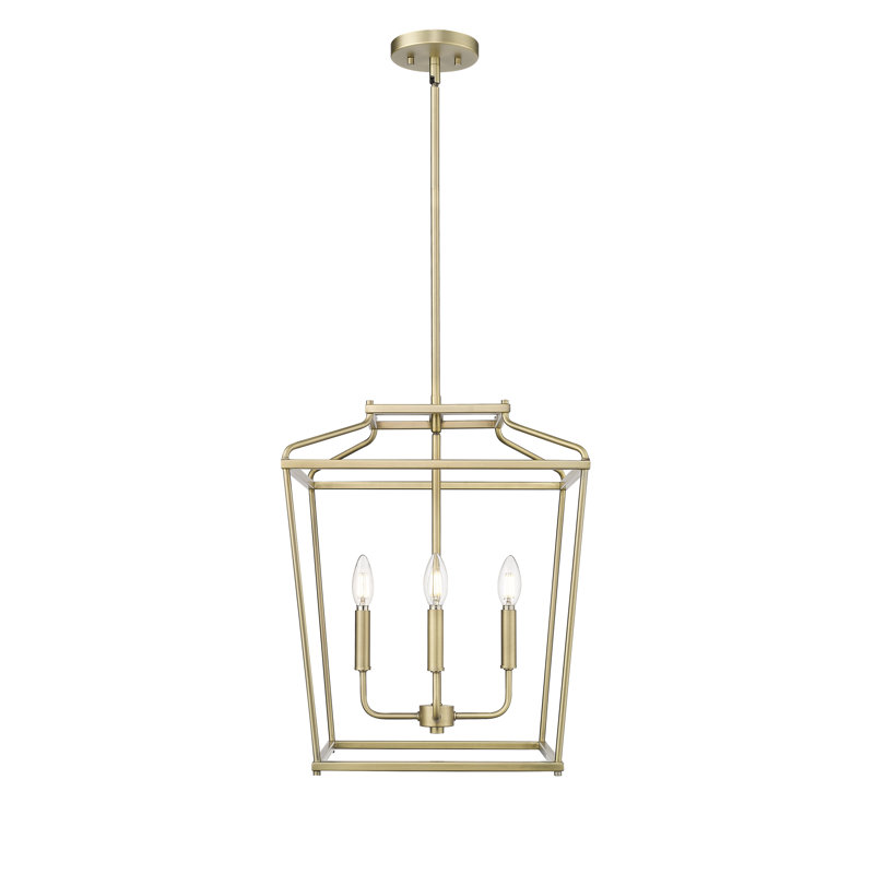 Luminaire suspendu 4 lumières Nellita, Laiton rétro, H 21 po x l 16 po x P 16 po