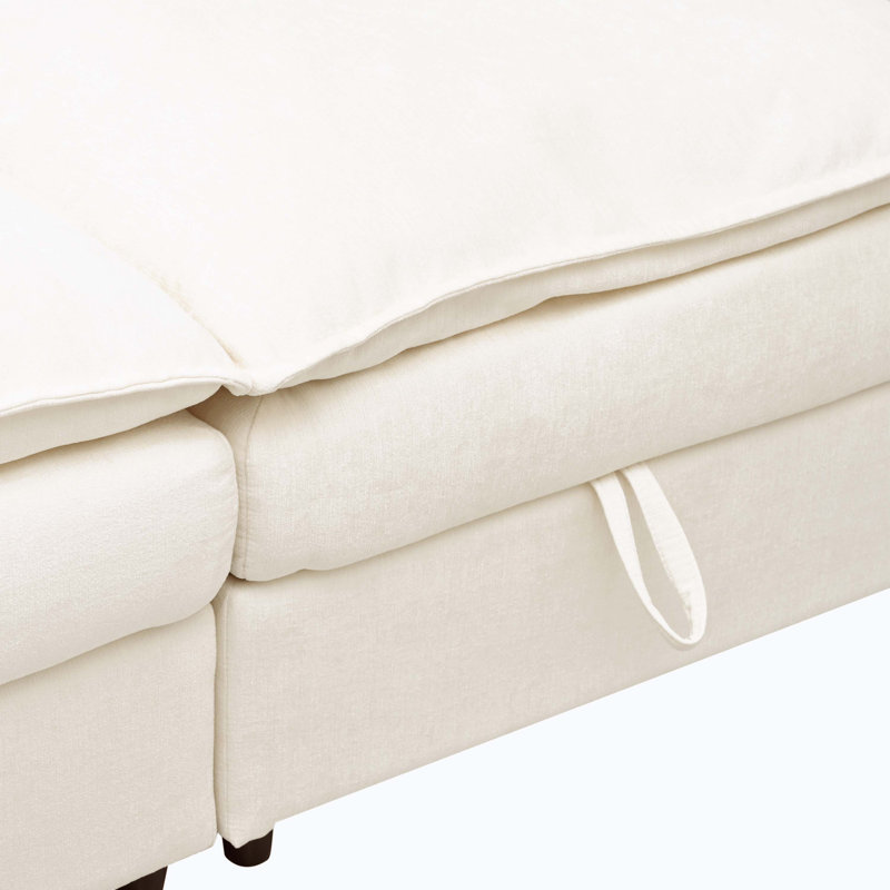Chenille Modular Sofa with Storage, Beige