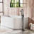 Dual-function 316 Stainless Steel Thermostatic Freestanding Tub Filler with Hand Shower-122595897