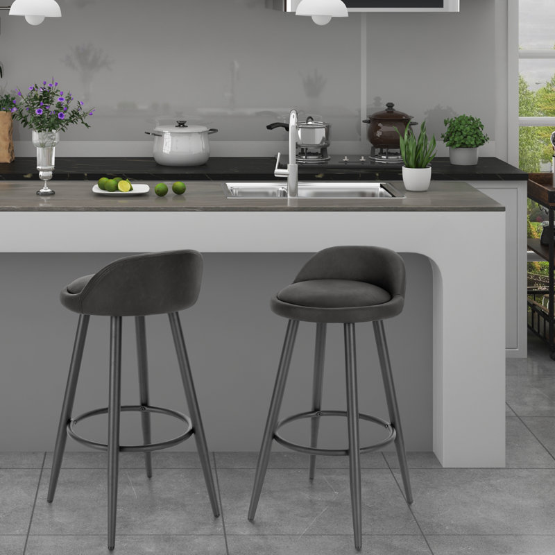 Ackeron Upholstered Counter Stool with Metal Frame, Anthracite