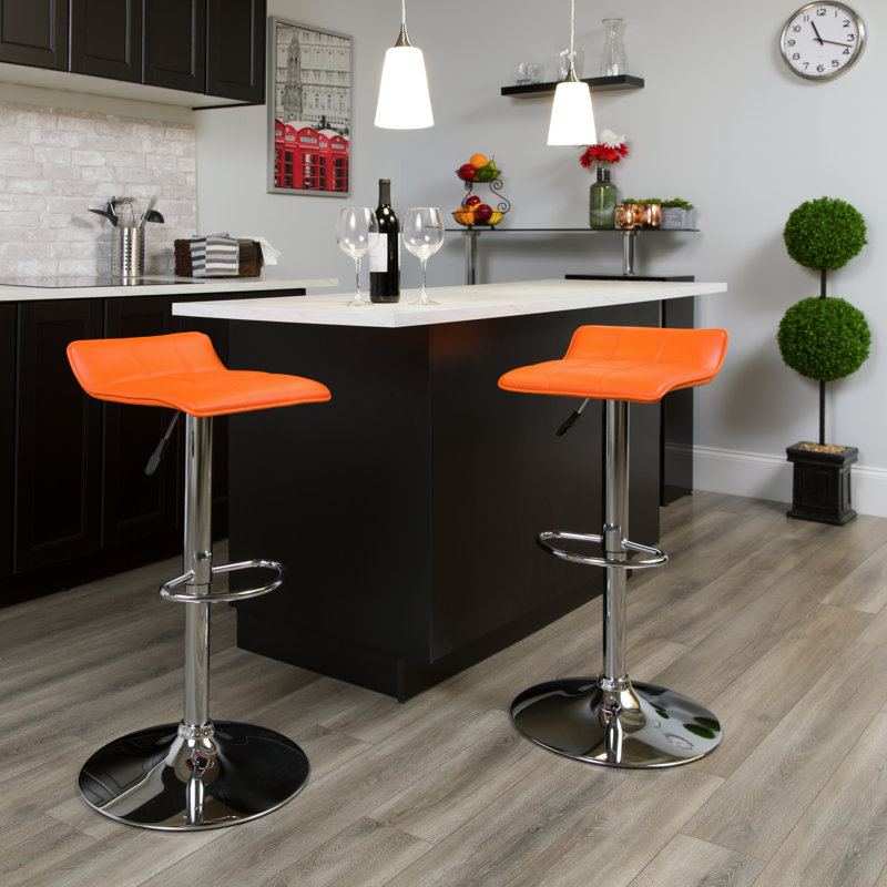 Tabouret de bar pivotant à hauteur réglable Noriega, Orange