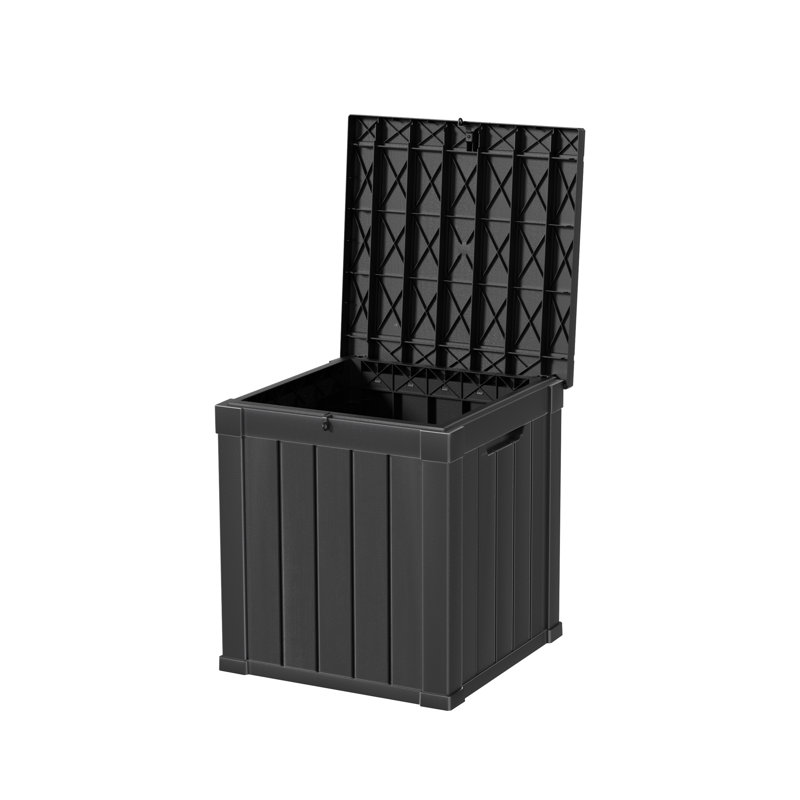 Black 50 Gallon Lockable Plastic Deck Storage Box