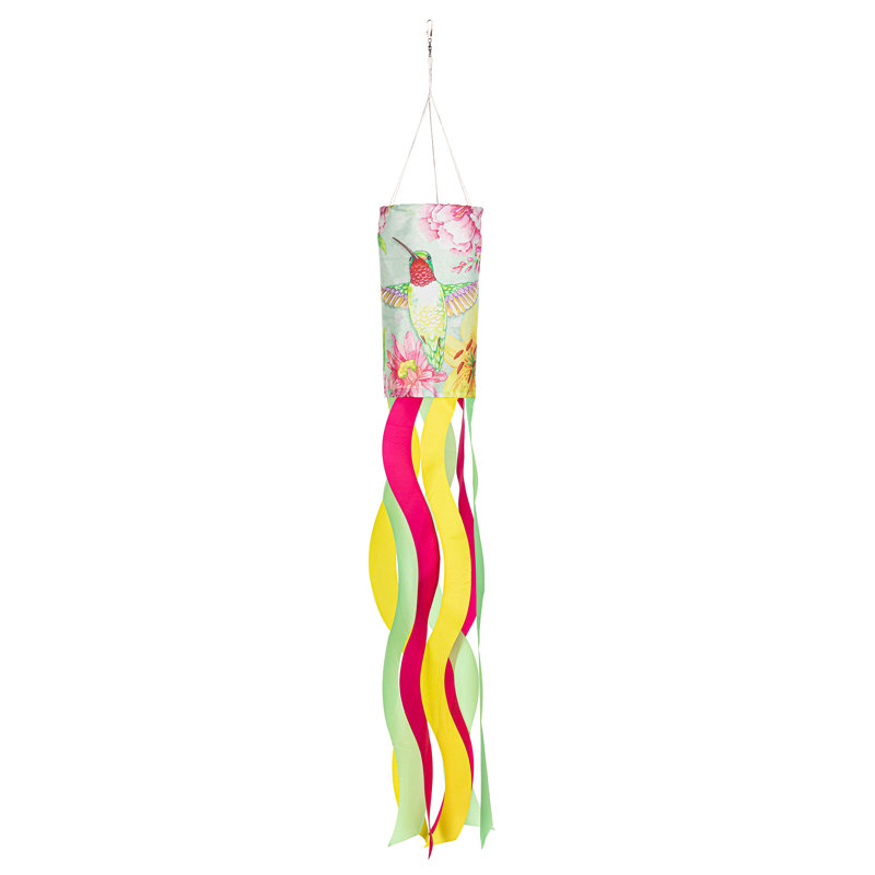 Welcome Hummingbird Garden Sublimated Windsock