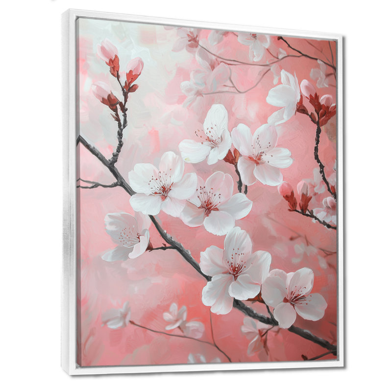 Harrold - Art mural floral, H 32 po x l 16 po, Impression encadrée flottante, Blanc