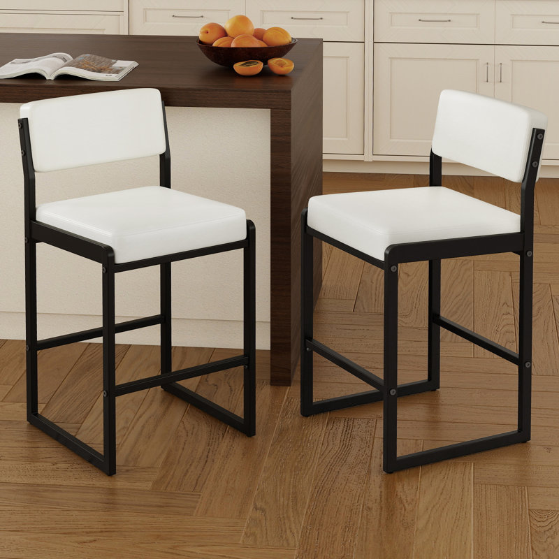Tabourets de bar 26 po à hauteur de comptoir rembourrés avec dossier - Élégantes chaises en métal pour îlot de cuisine