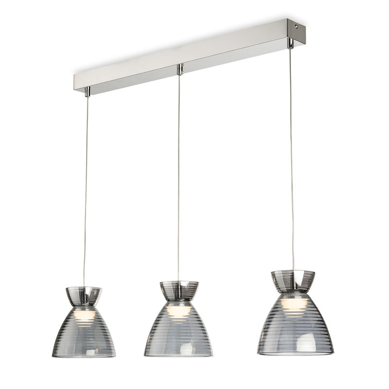 3 - Light Chrome LED Kitchen Island Pendant, Grey