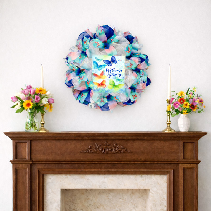 Spring Welcome Butterflies Wreath