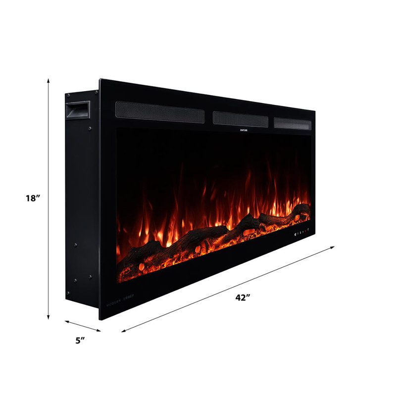 Vibrance Recessed or Wall Mounted Electric Fireplace Heater, Multi-Flame Colours, Voice Assistant Compatible, Logs & Crystals, Remote Control