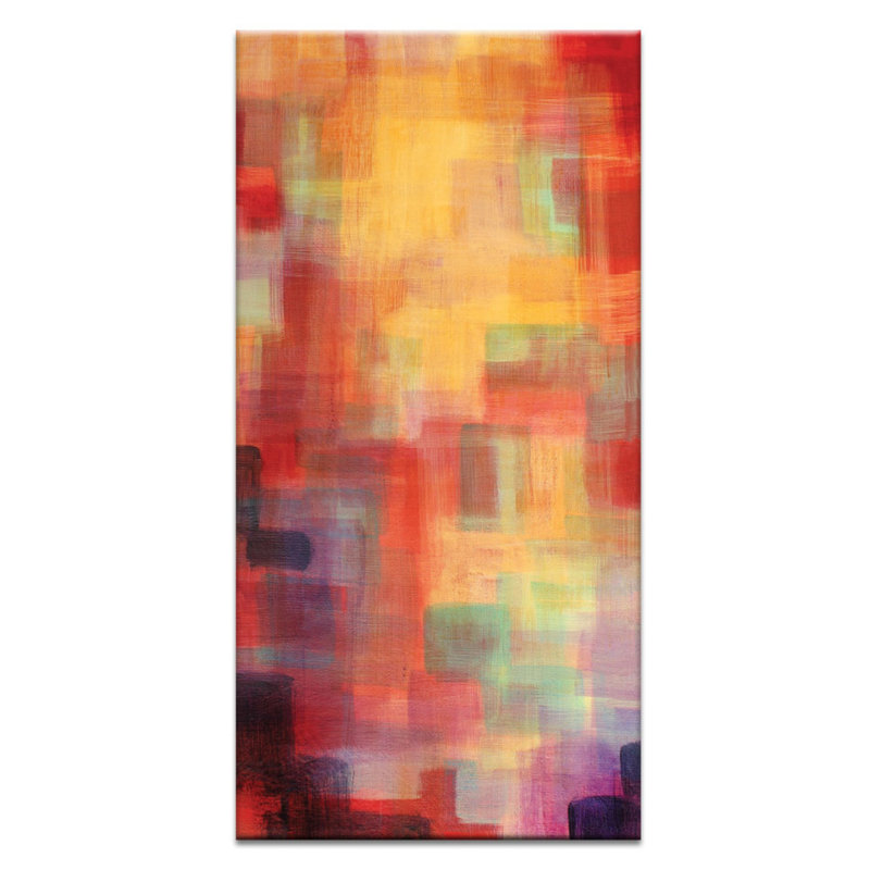 Skyline (Triptych Right) by Jennifer Webb - Wrapped Canvas Painting, Red/Yellow