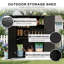 Remise de rangement extérieure extérieure en PEHD de 47 pieds cubes, armoire double paroi, verrouillable, résistante aux intempéries, noire-127944292