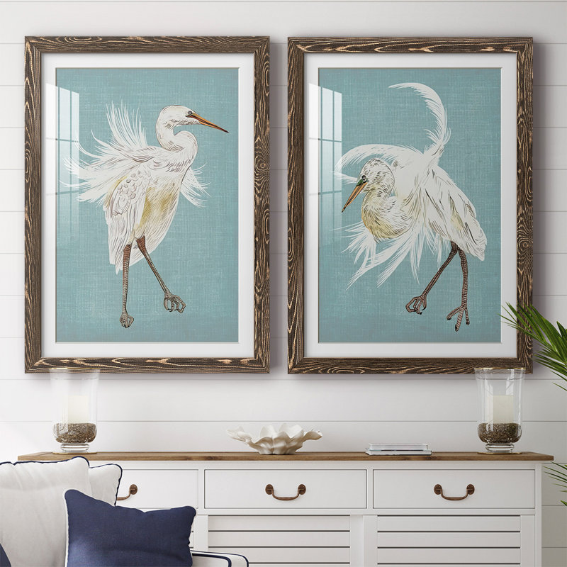 «Heron Plumage III», reproduction de photo sur toile 2 pièces, H 27,5 po x l 75 po x P 1,5 po, Noyer