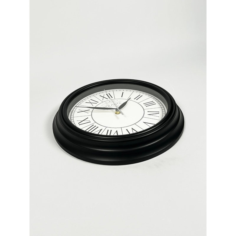 Elegant Decorative Wall Clock, 11.8 inches Diameter, Black Plastic Frame, Real Glass Cover, 1.8 inches Thick | Stylish and Functional Home Decor | Perfect for Living Room, Bedroom, and Office Spaces