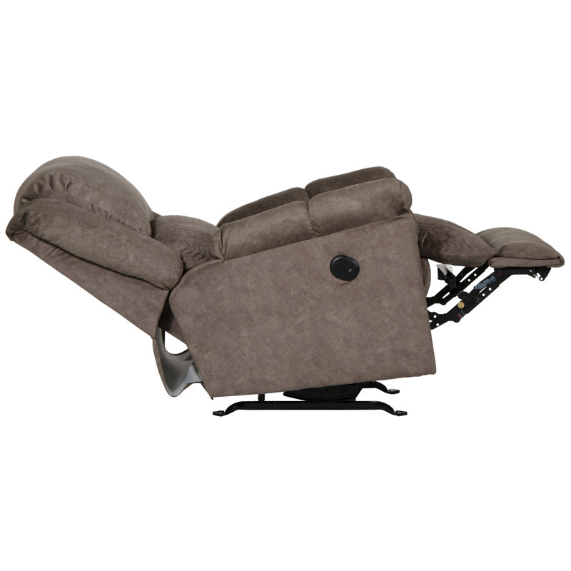 Upholstered Power Recliner, Brown Polyester