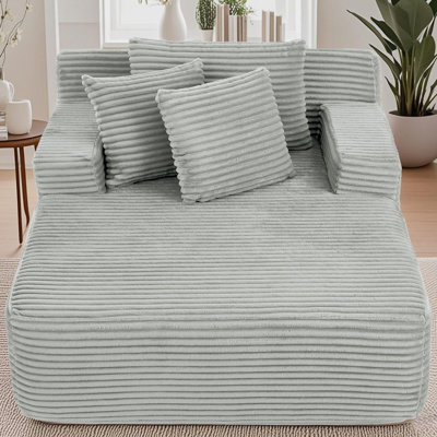 Lozena 50-Inch Corduroy Cloud Chaise Lounge Chair Indoor Compression Sofa, No Assembly Required