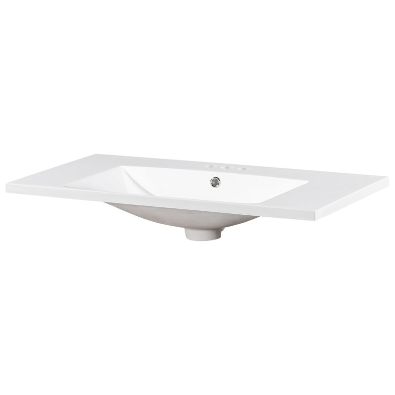 36x18" Rectangular 3 Hole Bathroom Sink Vanity Top Fits 4" Center Faucet