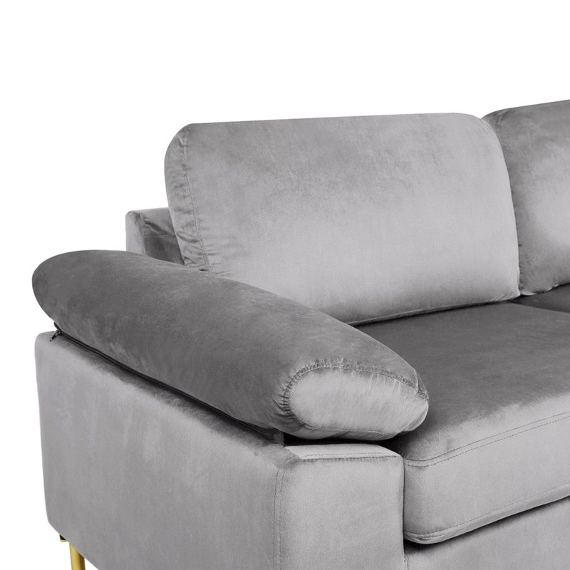Canapé rembourré avec pieds en métal, Velours gris velours