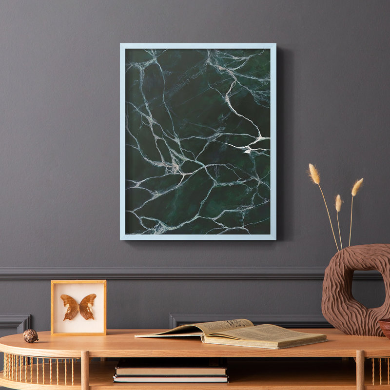 Jade Marble I, reproduction encadrée - bois massif, Cadre simple bleu, H 10 po x l 8 po