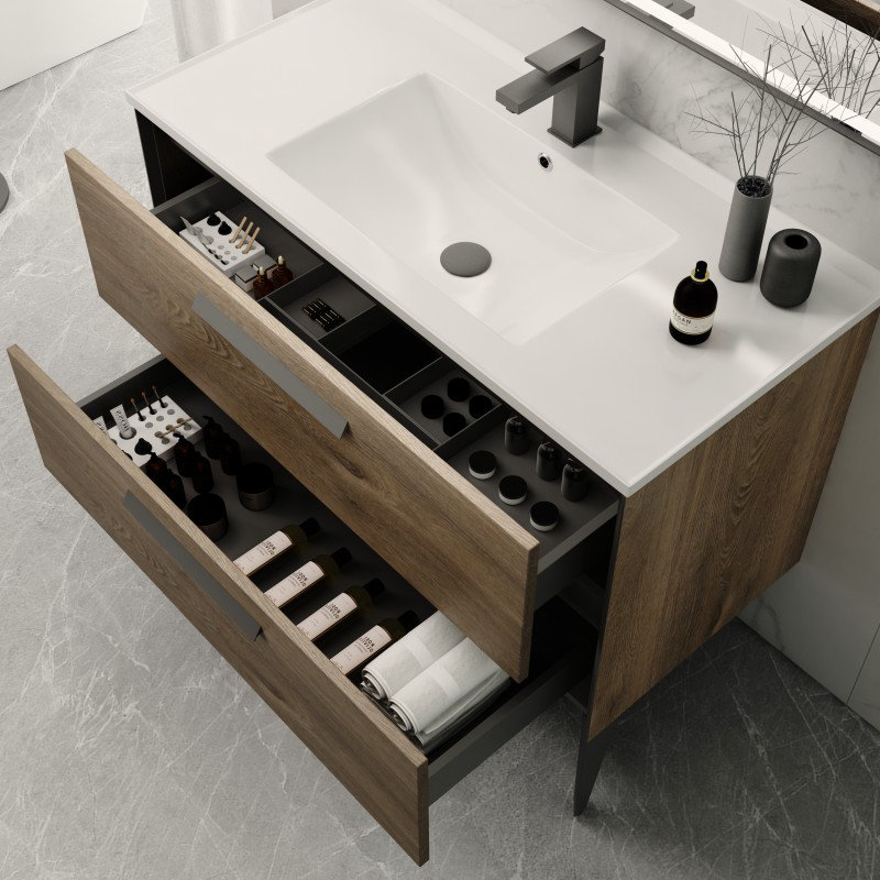 Ensemble de meuble-lavabo simple 52 po Mondra, Snafell / noir