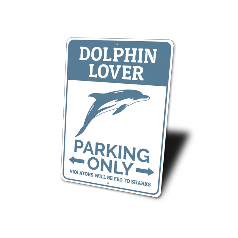 Enseigne en aluminium Dolphin Lover, H 14 po x l 10 po x P 0,04 po