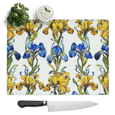 Iris Flower Pattern  Glass Chopping Board