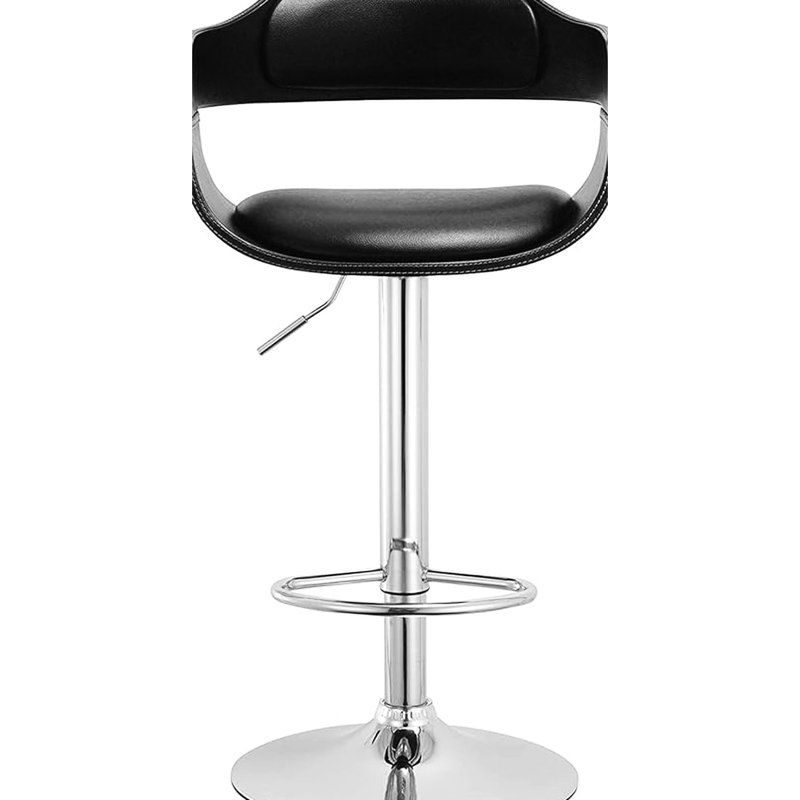 Black Artsy Swivel With 360 Swivel, Padded Back, 33 - 42 Inches Height Adjustment, And Spindle Back For Breakfast Contemporary Oval Shape, Style, Hydraulic Lifting Function