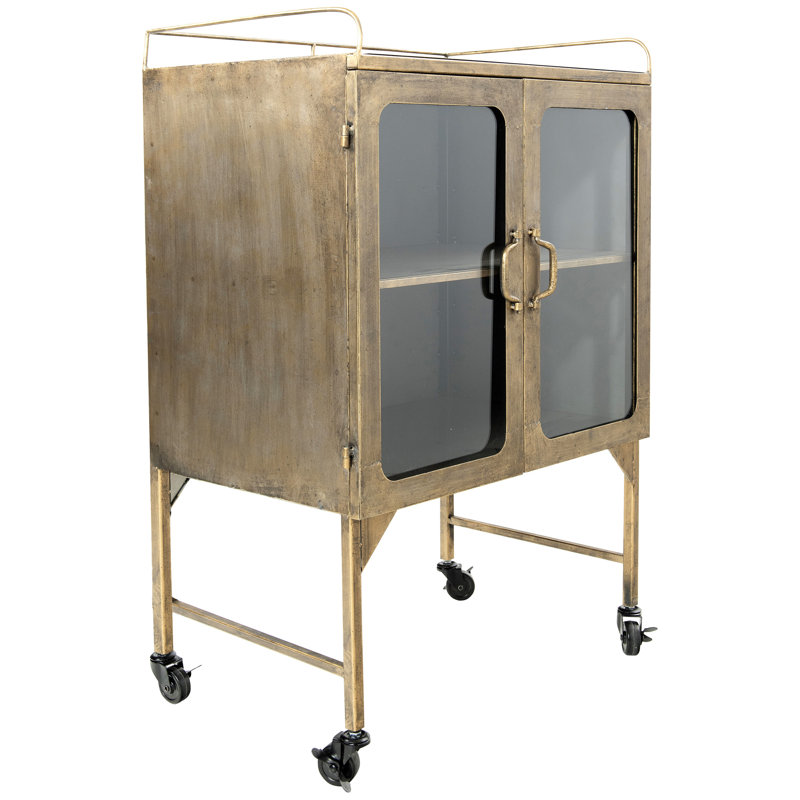 Murchison Glass Bar Cart, Brushed Gold