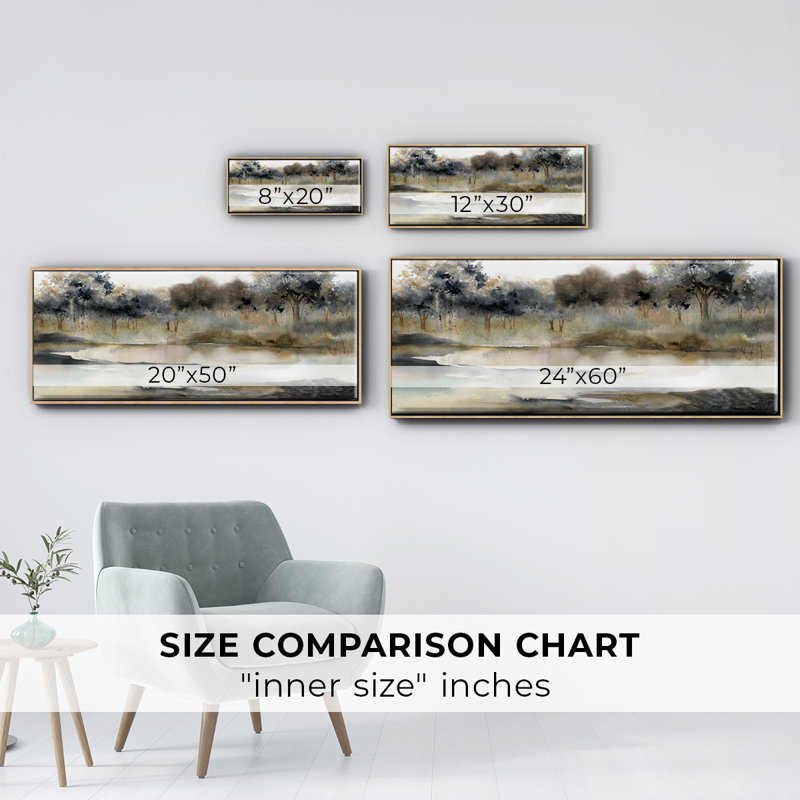 Serene River- Framed Canvas, 20" H x 50" W