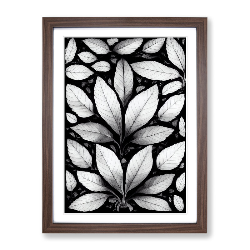 Leaves Pattern No.1 - Framed Print, 64cm H x 46cm W x 2cm D, Walnut