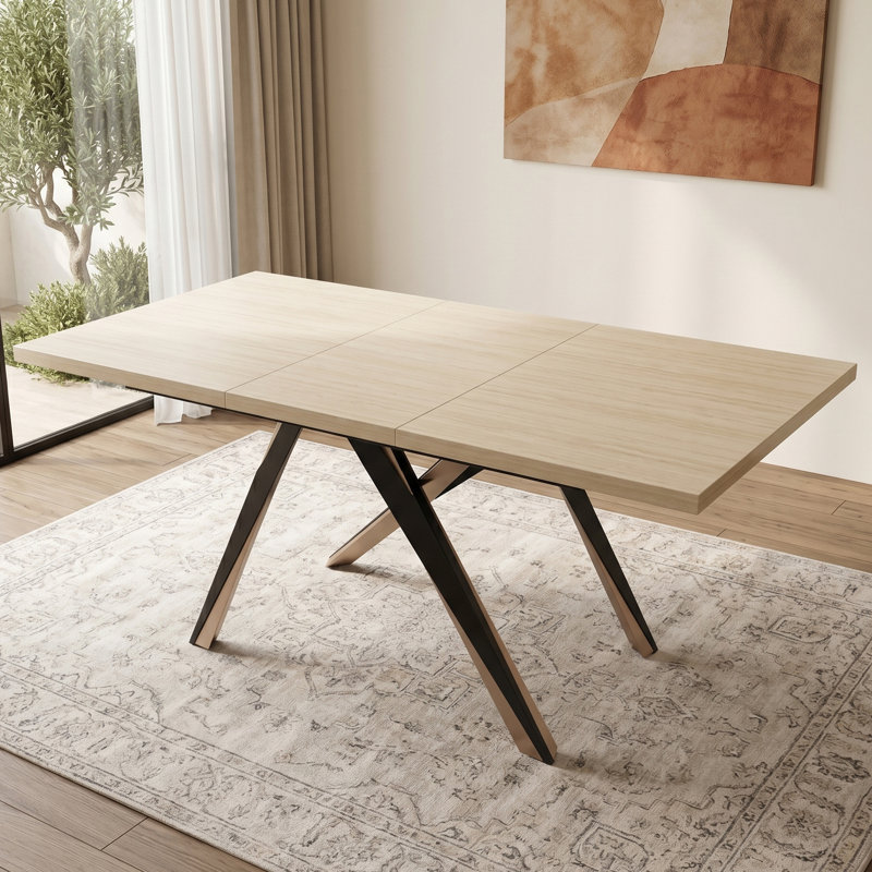 Kettner Modern Kitchen Dining Table, Extendable Rectangular Kitchen Table, Beige