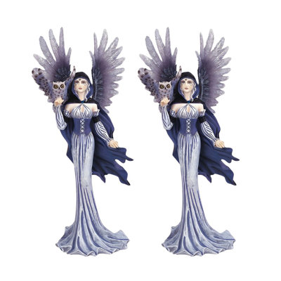 "Ensemble de 2 pièces" ICE ARMOR 11,5 "H mauve / gris fée avec hibou Figurine statue ornement maison / décoration de chambre et idées de cadeaux parfaits pour le réchauffement de la maison, les fêtes et les anniversaires