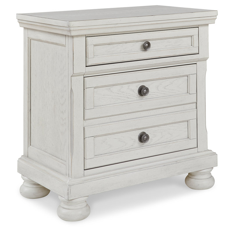 Table de chevet 2 tiroirs blanche Mikado