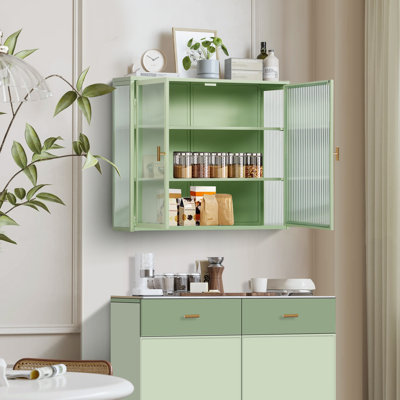 Armoire à pharmacie murale avec verre cannelé et rangement à trois niveaux