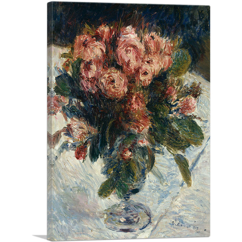 «Roses 1890» par Pierre-Auguste Renoir, reproduction d'art sur toile tendue, H 40 po x l 26 po x P 0,75 po