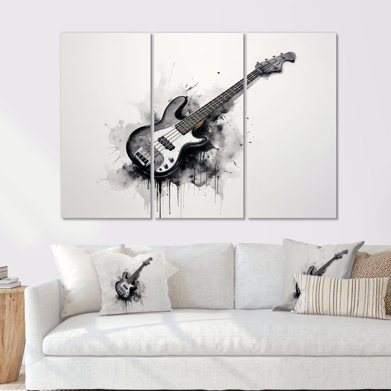 Bass Reverberation Cool Charcoal III - ensemble de toiles musicales, H 28 po x l 36 po x P 1 po
