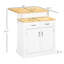 Îlot de cuisine à 2 niveaux en bois d'hévéa blanc avec tiroirs et tablettes réglables - Armoire de rangement pour table, plateau