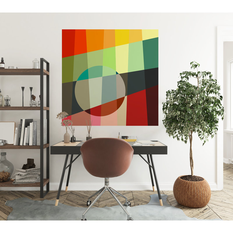 Papier peint de qualité supérieure - Bauhaus géométrique coloré, L 30 po x l 30 po