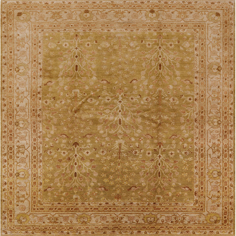Tapis oriental brun clair Garo, Carré 7 pi