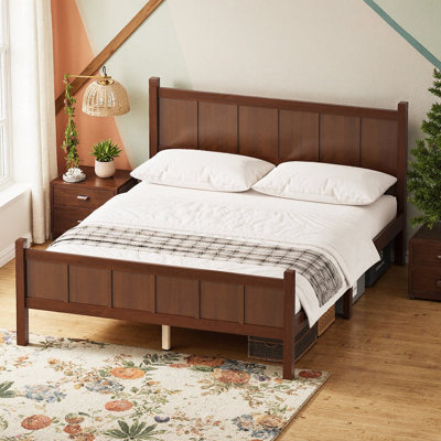 Lit simple / double / grand lit plateforme avec tête de lit et pied de lit, rangement sous le lit