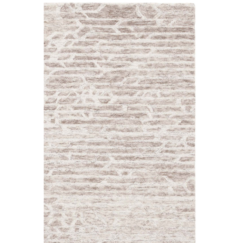 Tapis abstrait en laine / coton touffeté à la main ébène 927 brun clair / ivoire, Tapis de couloir 2 pi 3 po x 9 pi