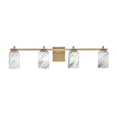 Barre d'éclairage de salle de bain 2 lumières Mariko avec verre tourbillon onyx de 4 po