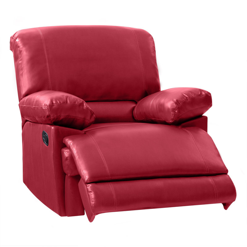 Fauteuil inclinable manuel en faux cuir Condron, Simili cuir rouge