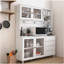 Grande armoire huche de cuisine l 63 po, armoire de rangement autoportante avec 4 portes, 4 tiroirs et tablette à micro-ondes-1528577970