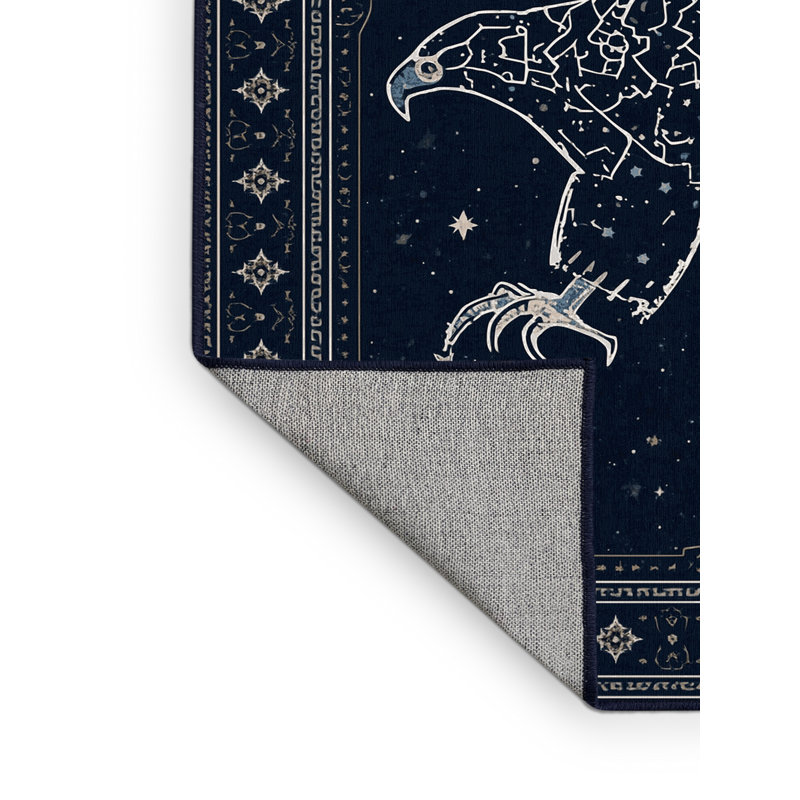 Tapis oriental bleu délavé à la machine Palvinder, 2 pi x 3 pi
