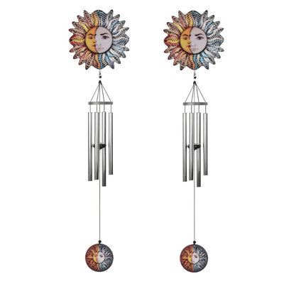 2-PC Gift Set ICE ARMOR 40" Long Celestial Ripple Illusion Wind Chime Figurine Statue Sculpture Ornament Decoration Home/Room/Garden Decor for Housewarming, Holidays, Christmas Special
