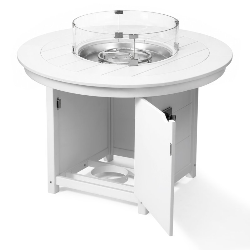 Table ronde de foyer d'extérieur 47 po, 37.5" H x 47.25" W x 47.25" D, White
